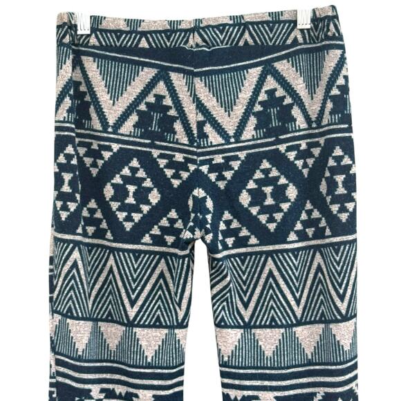 Kori Boho Tribal Print Flare High-Waist Pants Geometric Size Small Blue Beige - Picture 3 of 9